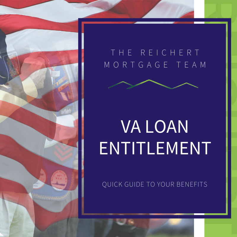 3 veterans saluting behind a transparent American flag with text of "va loan entitlement"