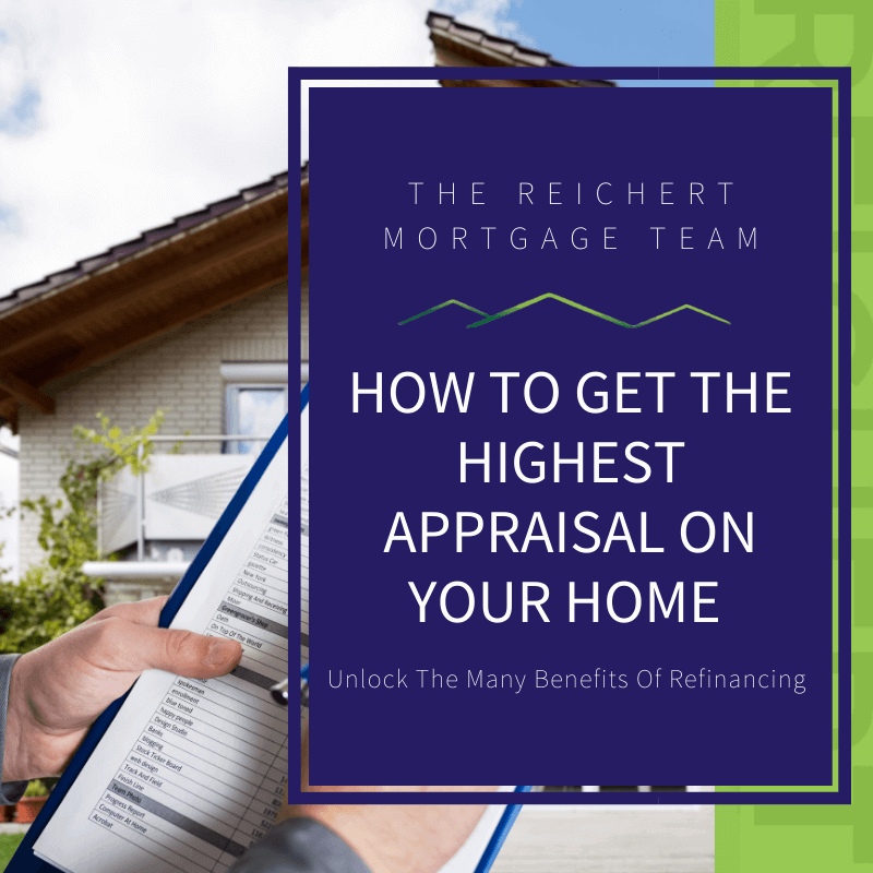 man holding clipboard in front of house with an overlaying blue box that reads How To Get The Highest Appraisal On Your Home"