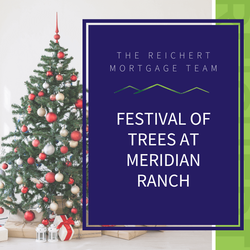 Blog graphic with a photo of a Christmas tree and the title "Festival of Trees at Meridian Ranch"